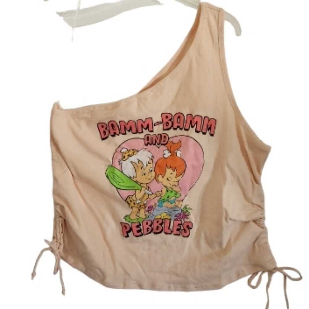 THE FLINTSTONES BAMM BAMM AND PEBBLES ONE SHOULDER TANK SZ XL